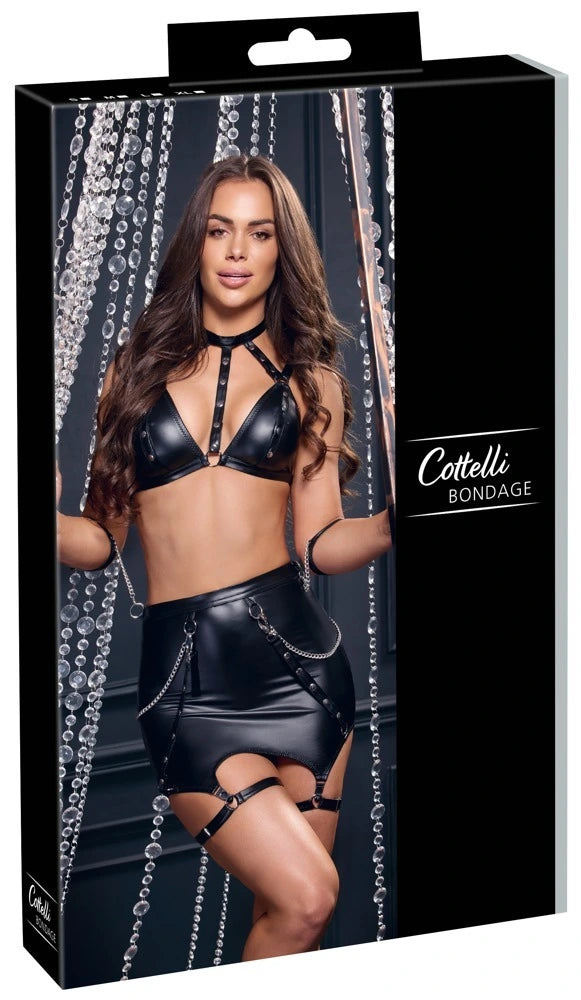 Verpackung des Cottelli Bondage Riemen-BH- und Minirock-Sets