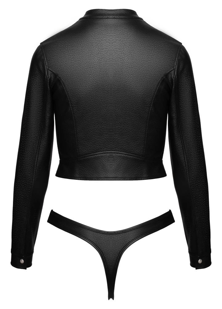 Cottelli Party - 2-teiliges Clubwear-Set Cropped Jacke & Riostring Schwarz