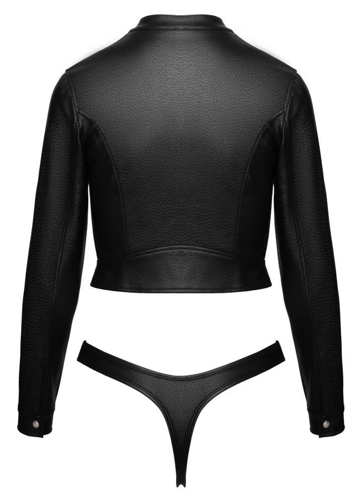 Cottelli Party - 2-teiliges Clubwear-Set Cropped Jacke & Riostring Schwarz