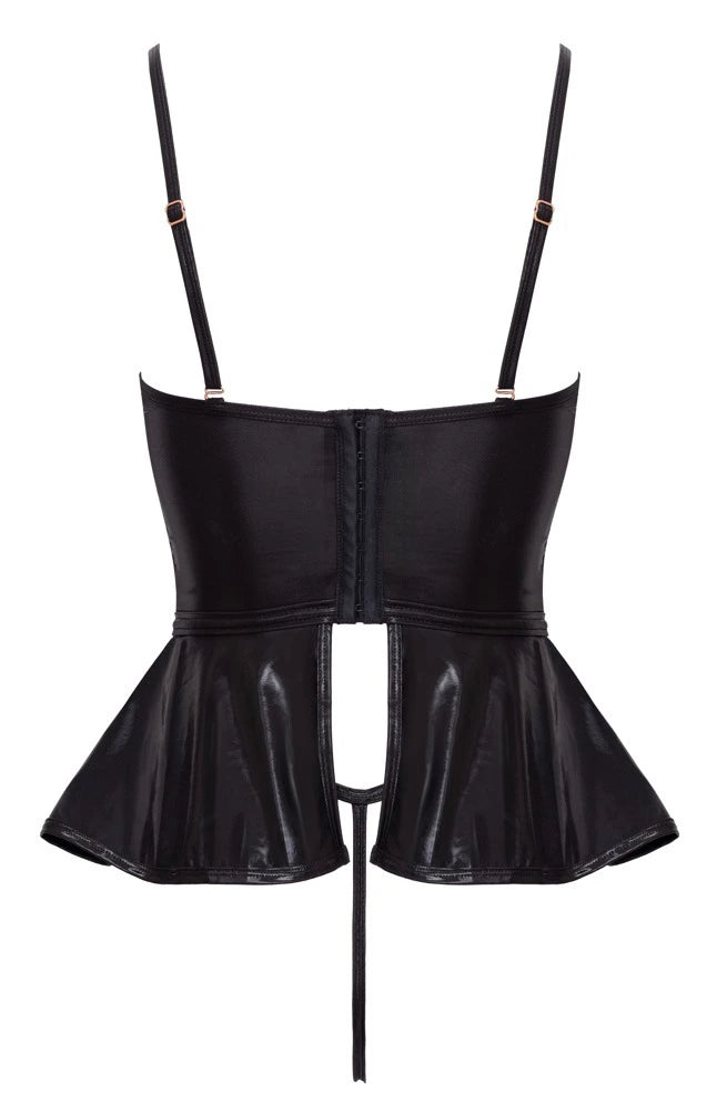 Abierta Fina Brustfreies Spitzentop mit Ouvert-String Schwarz