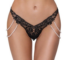 Cottelli Lingerie - Riostring aus Stickereispitze mit Zierketten