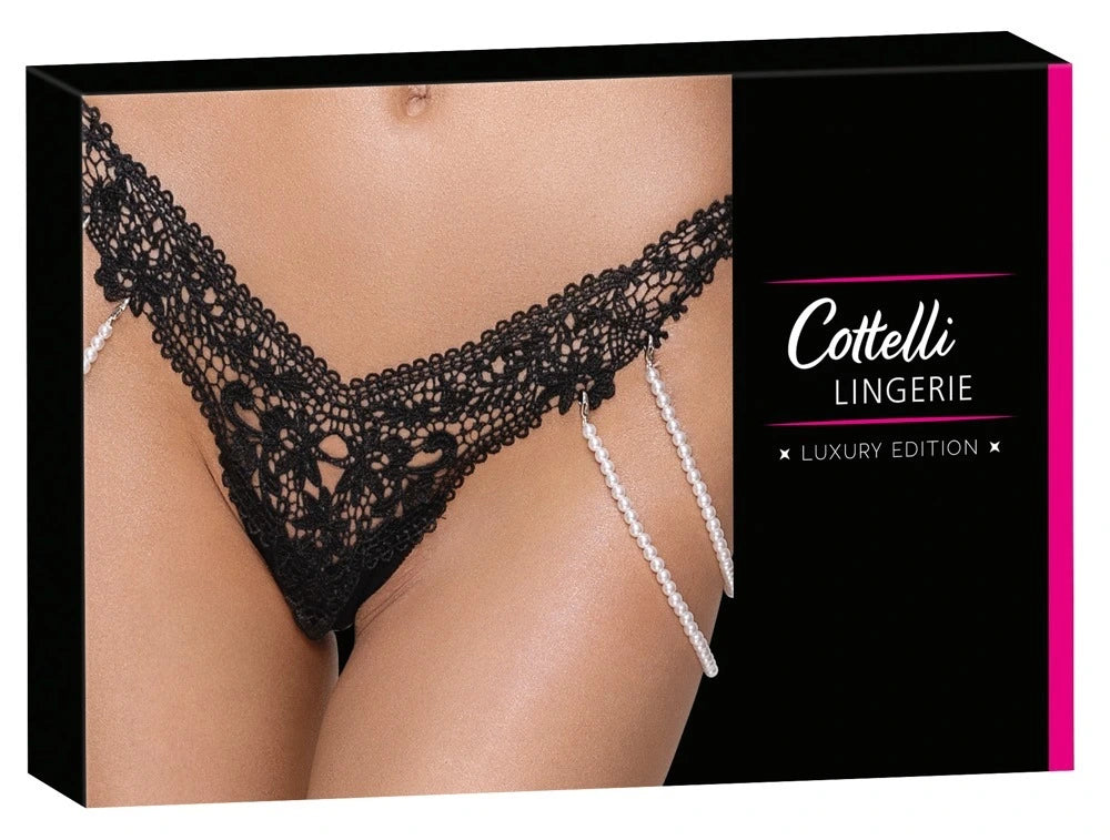 Cottelli Lingerie - Riostring aus Stickereispitze mit Zierketten