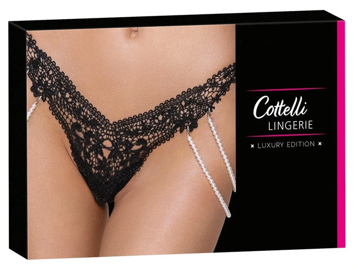 Cottelli Lingerie - Riostring aus Stickereispitze mit Zierketten