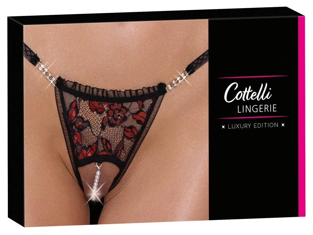 Cottelli Lingerie - Ouvert Riostring Schwarz/Rot