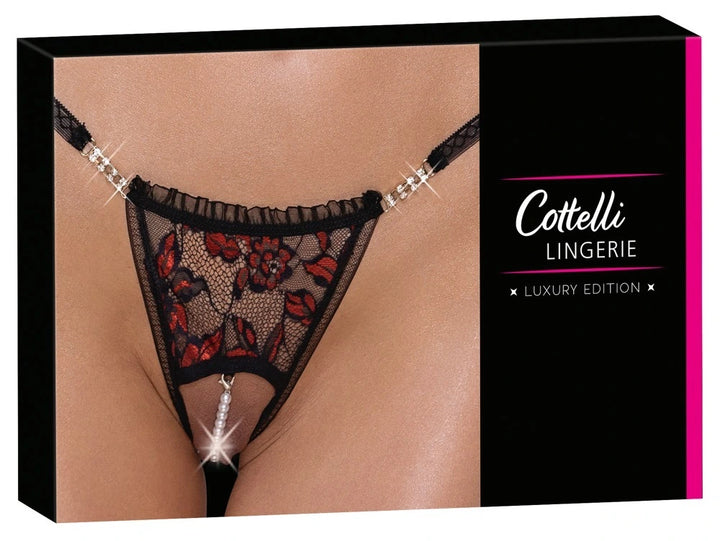 Cottelli Lingerie - Ouvert Riostring Schwarz/Rot