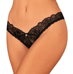 Obsessive Donna Dream Ouvert-Riostring Schwarz – Verführerischer Spitzen-String mit offenem Schritt