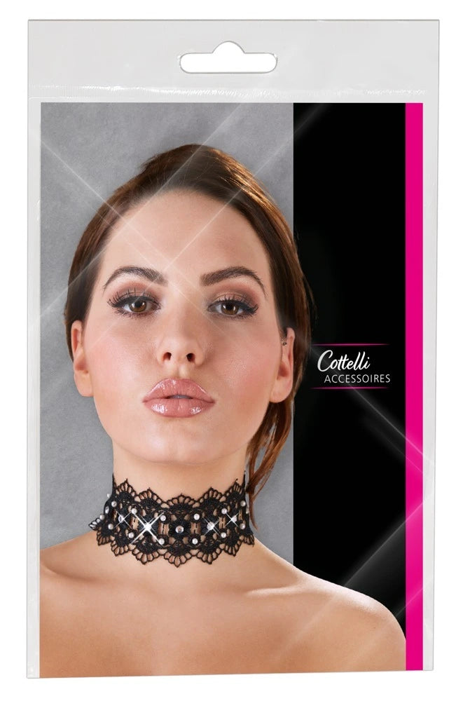 Cottelli Accessoires - Halsband Strass & Spitze