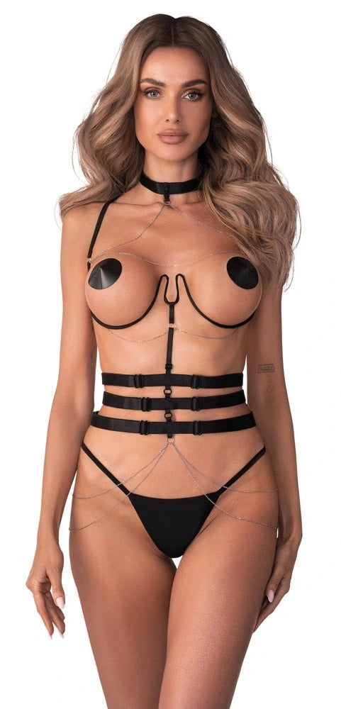 Obsessive Harness Premisis – Luxuriöses Harness-Set mit Kettchen & Choker