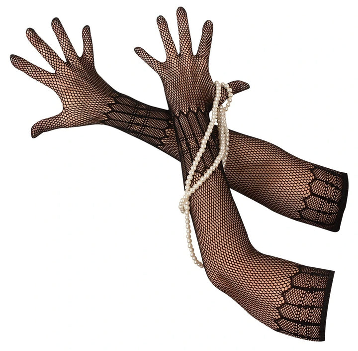 Cottelli Accessoires - Netzhandschuhe oberarmlang Schwarz