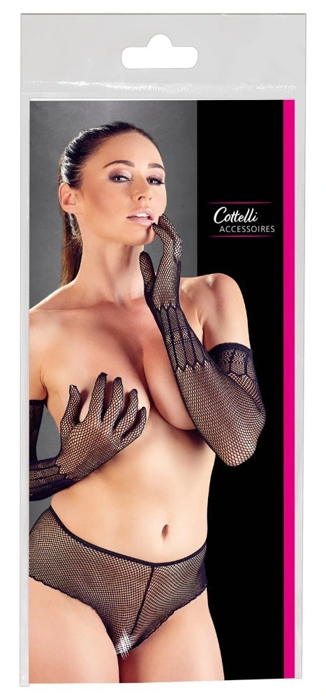 Cottelli Accessoires - Netzhandschuhe oberarmlang Schwarz