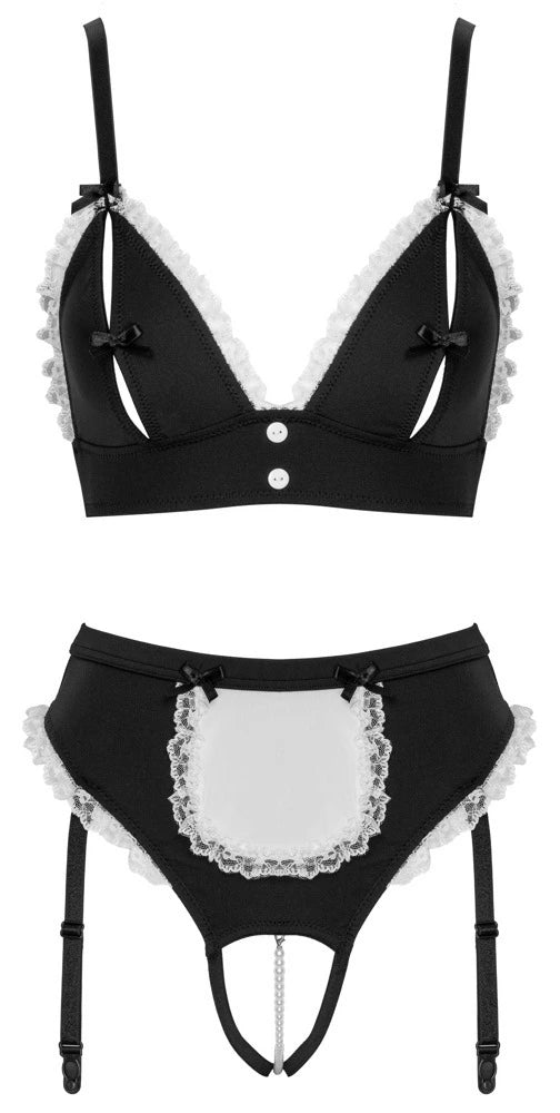 Cottelli Costumes Kellnerinnen-Kostüm Ouvert Bustier & Straps-String