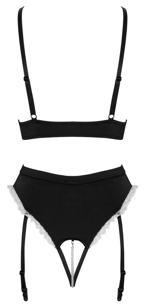 Cottelli Costumes Kellnerinnen-Kostüm Ouvert Bustier & Straps-String