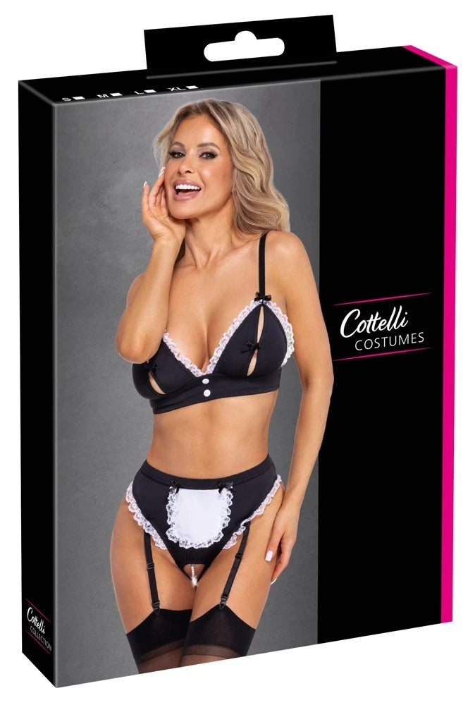 Cottelli Costumes Kellnerinnen-Kostüm Ouvert Bustier & Straps-String