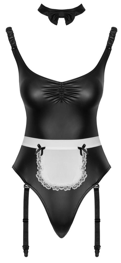 Cottelli Costumes Kellnerinnen-Kostüm Straps-Body 3-teilig Schwarz