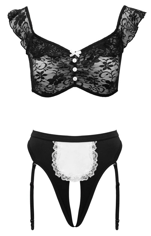 Cottelli Costumes Service-Kostüm Sexy Servier-Set Schwarz-Weiß