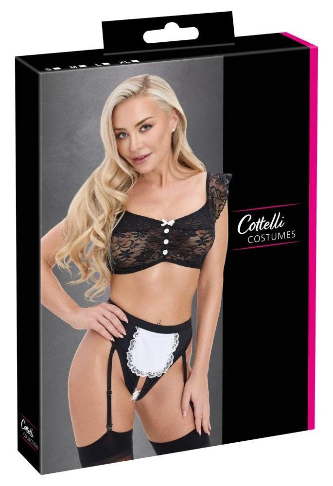 Cottelli Costumes Service-Kostüm Sexy Servier-Set Schwarz-Weiß