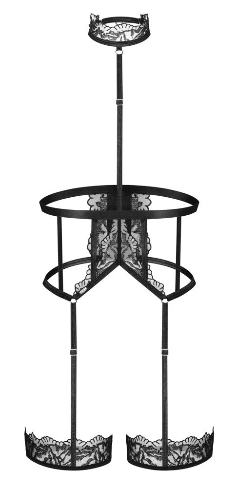 Obsessive Harness Hersis – Straps-Harness mit Spitze & Strumpfbändern