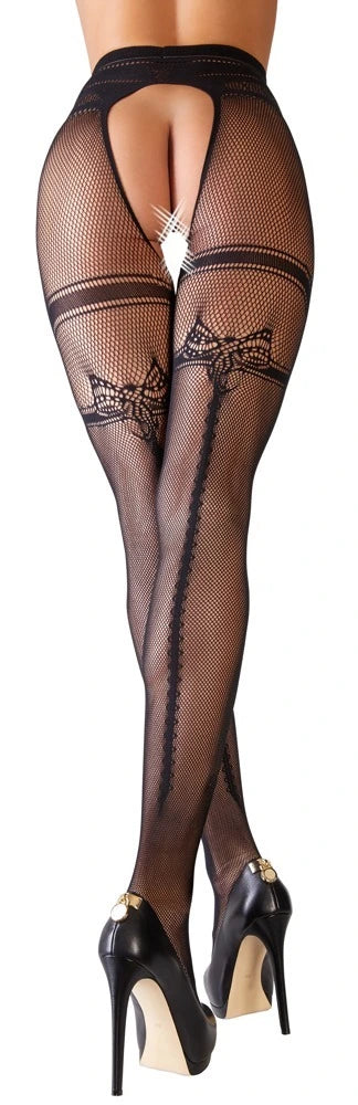 Cottelli Legware - Straps-Strumpfhose mit Strumpfbändern und Ziernaht