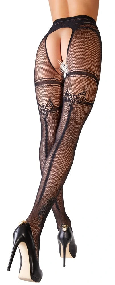 Cottelli Legware - Straps-Strumpfhose mit Strumpfbändern und Ziernaht