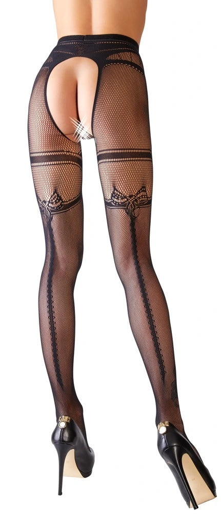 Cottelli Legware - Straps-Strumpfhose mit Strumpfbändern und Ziernaht