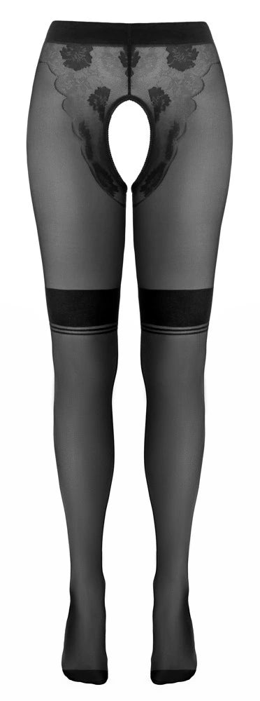 Cottelli Legware - Strumpfhose Ouvert mit Strumpfbändern