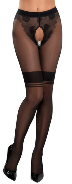 Cottelli Legware - Strumpfhose Ouvert mit Strumpfbändern