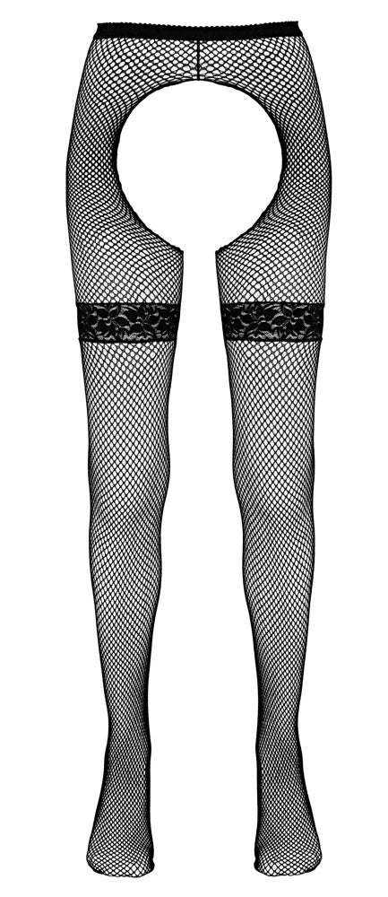 Cottelli Legware - Netz-Straps-Strumpfhose mit Strumpfbändern