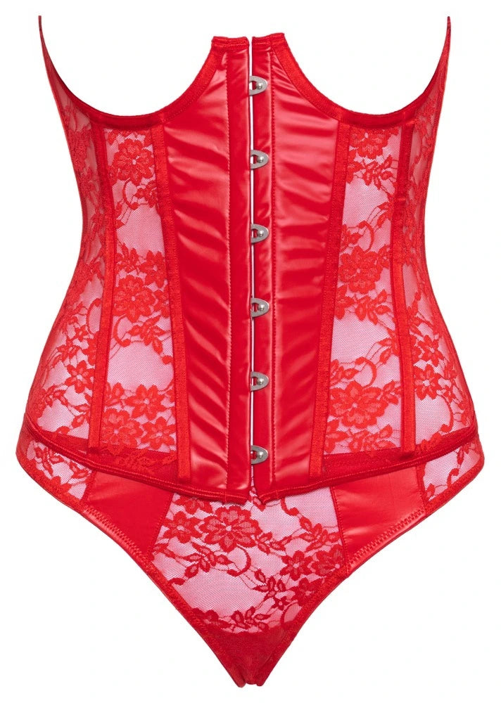 Cottelli Lingerie Brustfreies Bustier-Set Rot Wetlook & Spitze