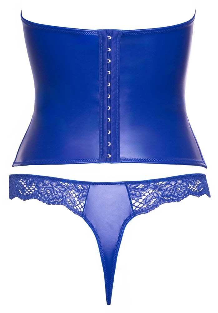Cottelli Lingerie Brustfreies Dessous-Set Königsblau Wetlook & Spitze