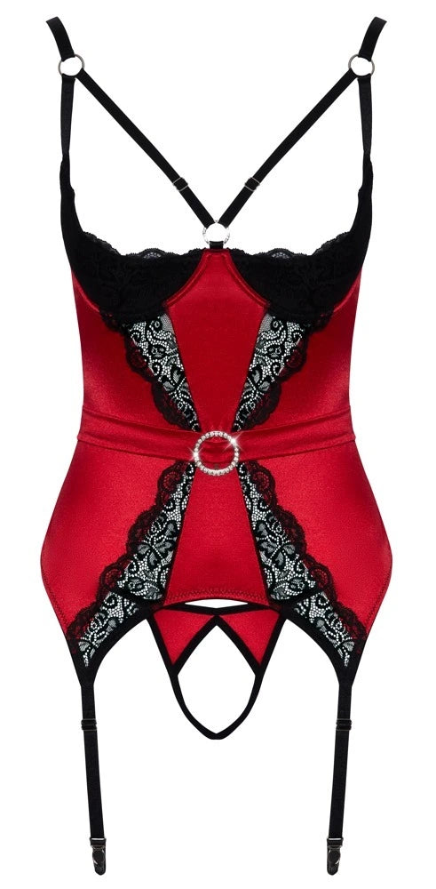 Cottelli Lingerie - Strapshemd mit Ouvert String rot