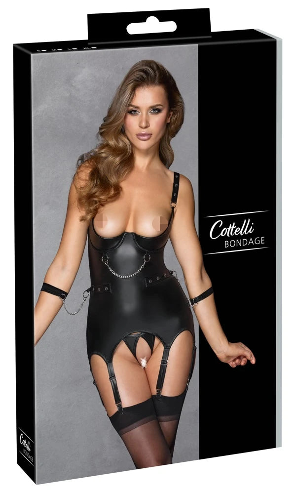 Cottelli Bondage - Busenfreies Strapshemd mit String ouvert