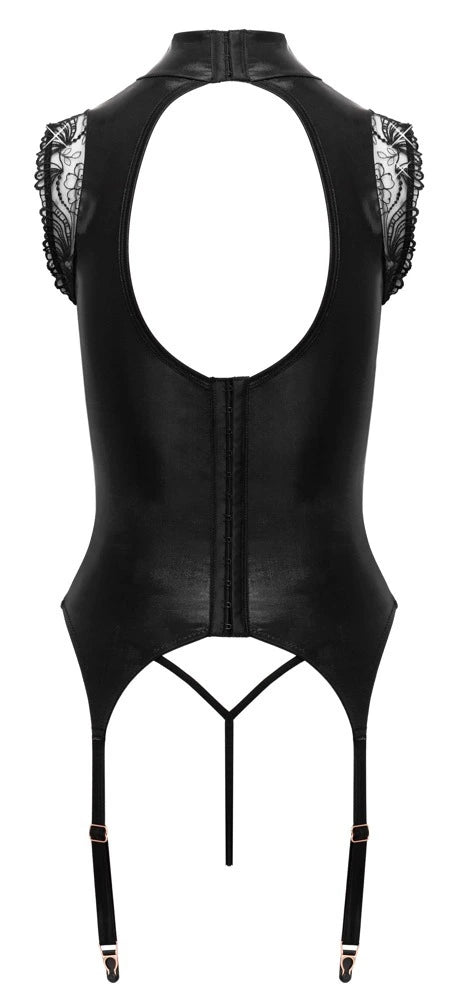 Abierta Fina Strapshemd mit String Schwarz Ouvert
