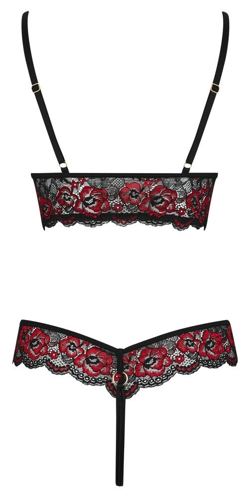 Cottelli Lingerie - Ouvertbody aus roter und schwarzer Spitze