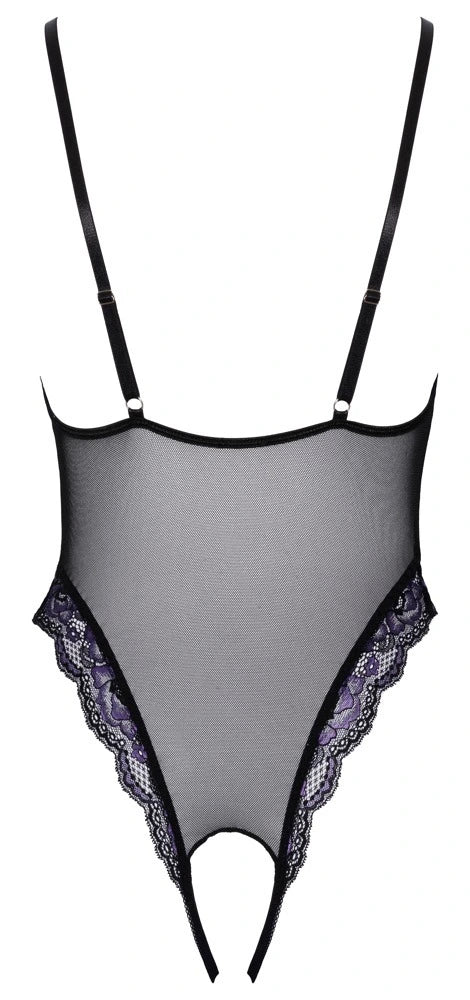 Cottelli Lingerie - Spitzen Ouvert Body Schwarz/Lila