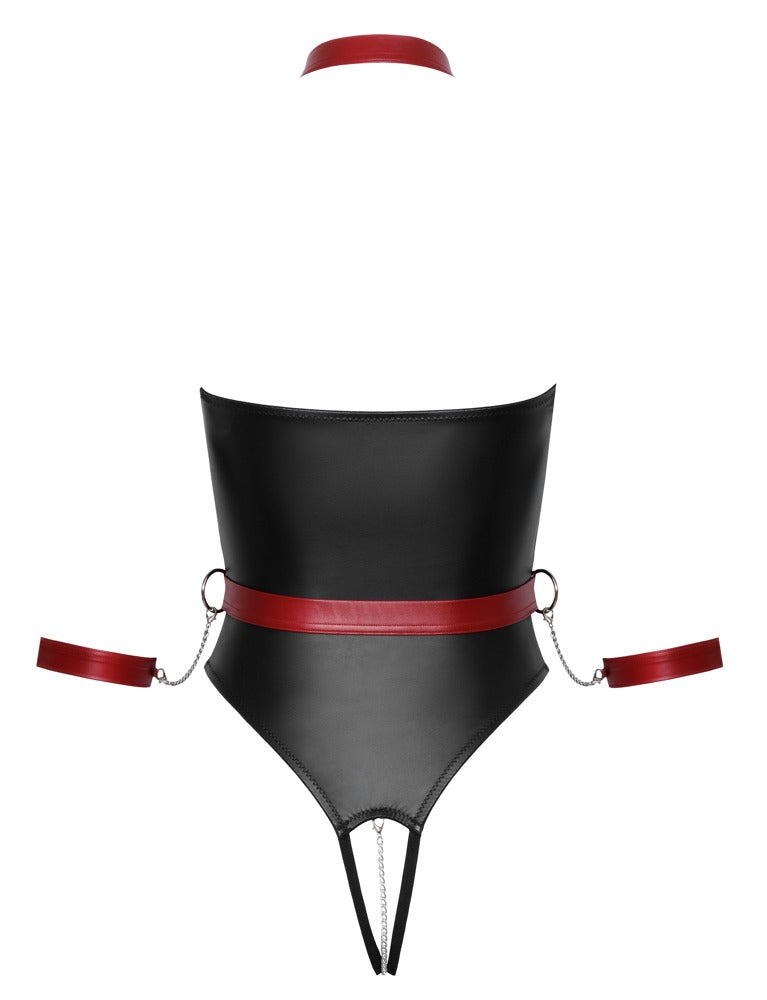 Cottelli Bondage - Ouvert String Body schwarz/rot