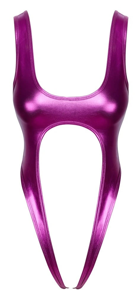 Cottelli Lingerie - Body Metallic-Pink – Minimalistischer Ouvert-Body