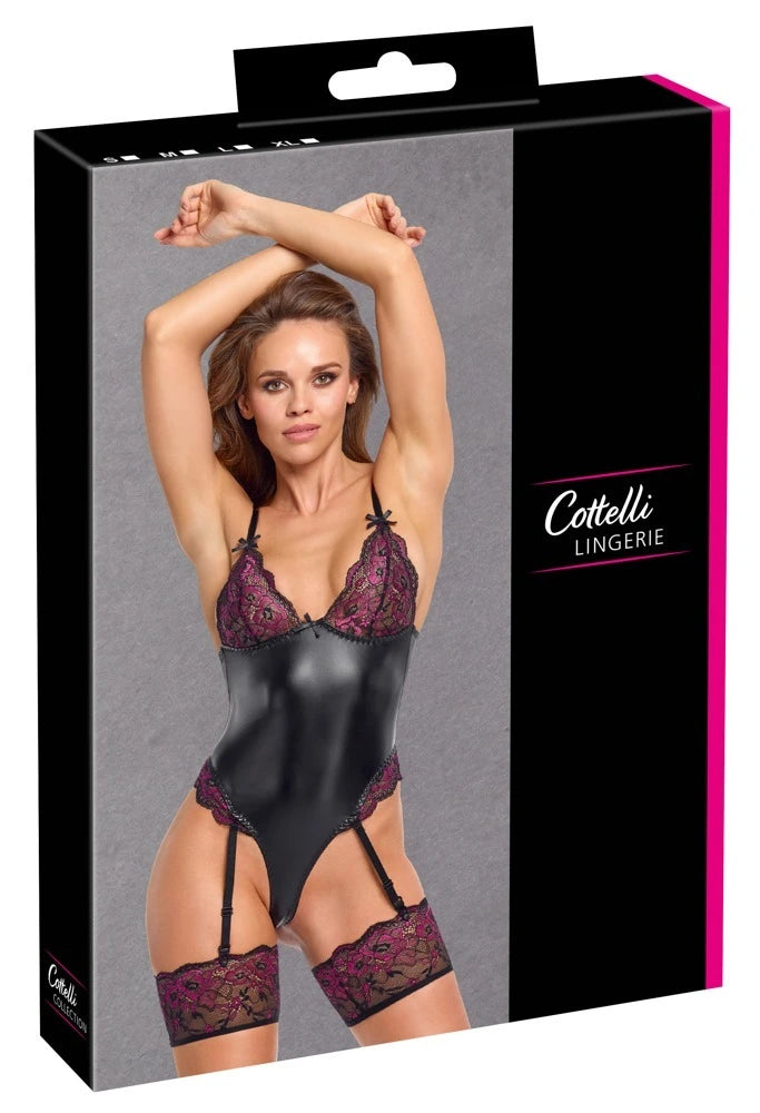 Cottelli Lingerie Body Schwarz-Pink – Verführerischer Straps-Body