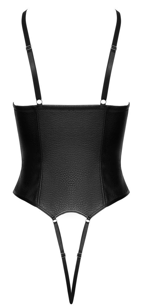 Cottelli Lingerie Busenfreier Body ouvert aus weichem Lederimitat – freigestellte Rückansicht