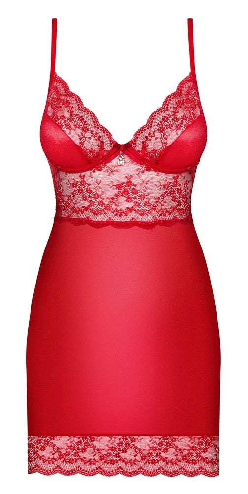 Obsessive Lovica Dessouskleid Rot – verführerisches Spitzenkleid mit Trägern, floraler Spitze und elegantem Miederausschnitt
