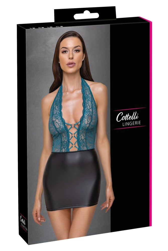 Cottelli Lingerie - Teiltransparentes Kleid Schwarz/Grün