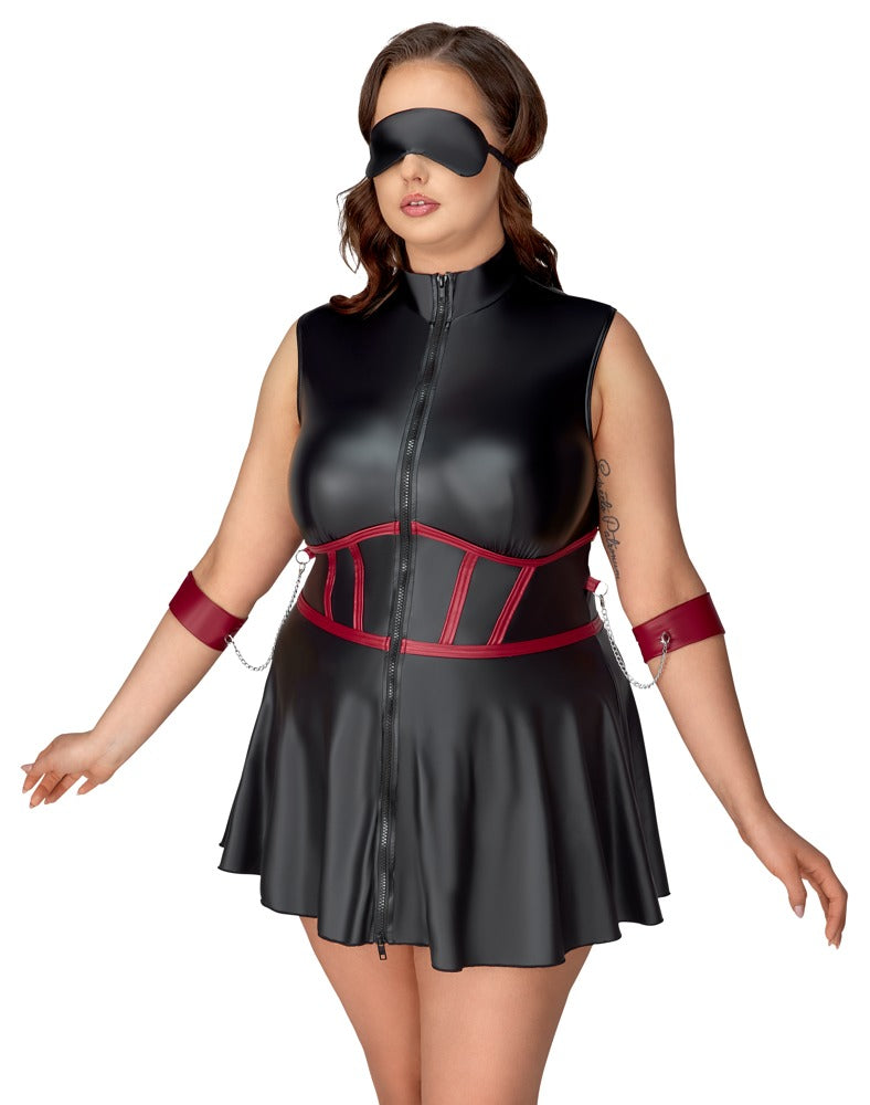 Cottelli Bondage Kleid Schwarz/Rot Queensize – Aufregendes Minikleid