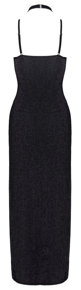 Cottelli Party - Langes schwarzes Kleid mit Silberglitzer