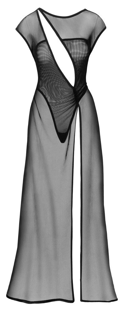 Cottelli Party - Schmales, langes Netzkleid mit eingenähtem Body Schwarz