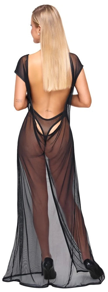 Cottelli Party - Schmales, langes Netzkleid mit eingenähtem Body Schwarz