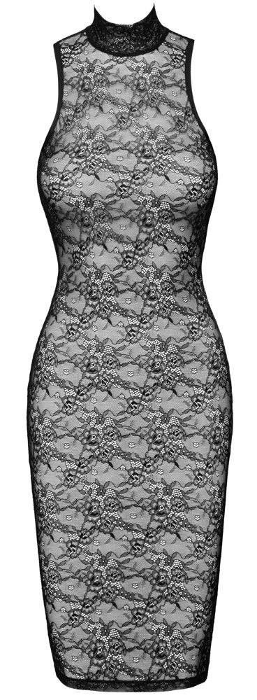Hochgeschlossenes Cottelli Spitzen-Midikleid am Model – Vorderansicht