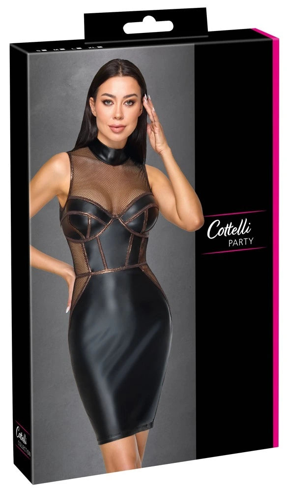 Cottelli Party Midikleid schwarz Mattlook Netz Corsagen-Optik figurbetonend elegant hochwertig