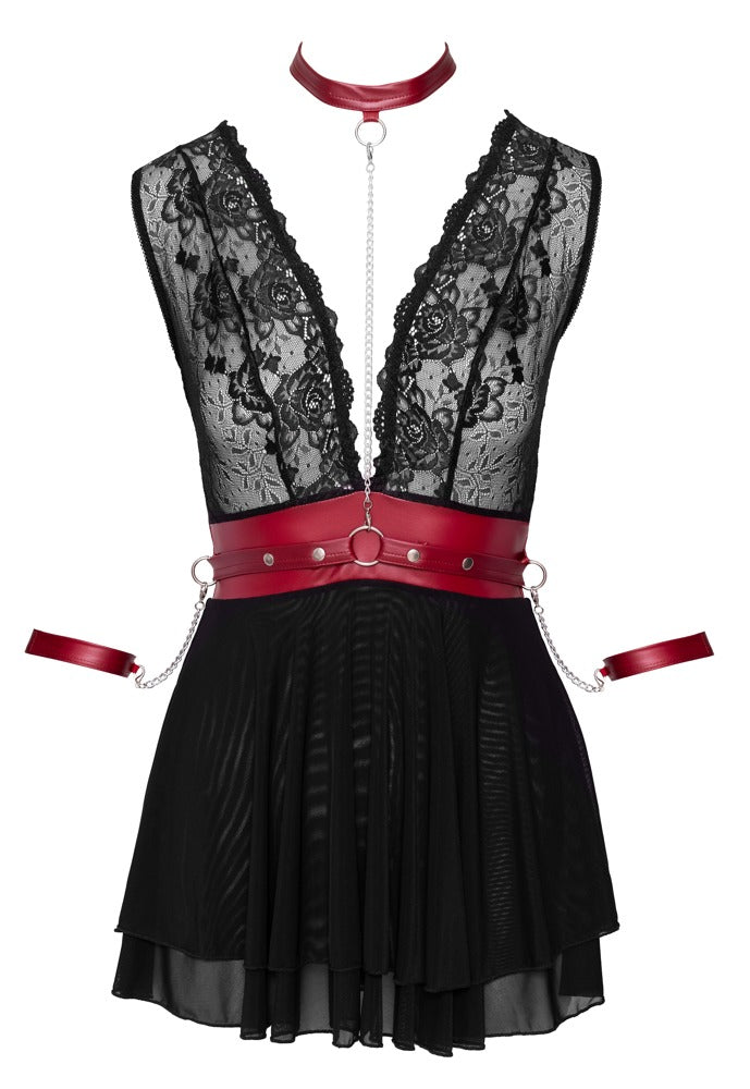 Cottelli Bondage - Babydoll schwarz/rot