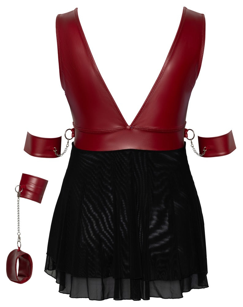 Cottelli Bondage - Babydoll schwarz/rot Queensize