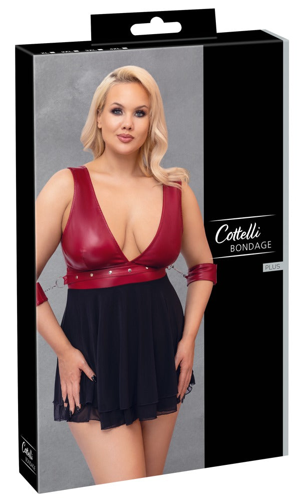 Cottelli Bondage - Babydoll schwarz/rot Queensize