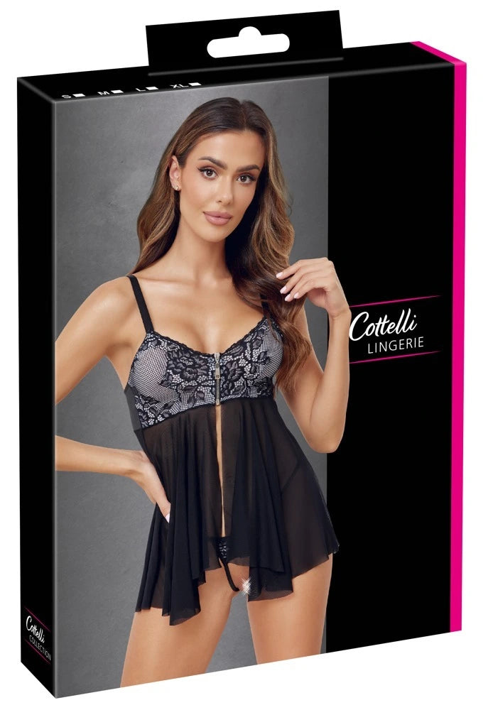 Cottelli Lingerie - Babydoll Set mit Ouvert String